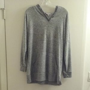 Juicy Couture Beaded Accent Grey Hooded Sweater L